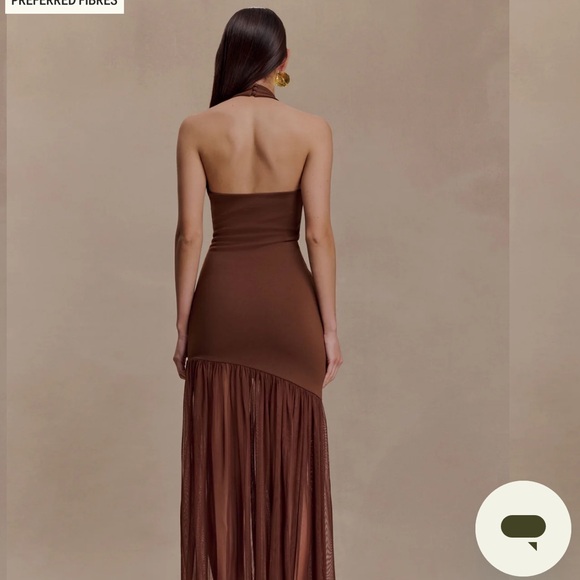 Meshki Elegant Mocha Halter Dress - Picture 3 of 9